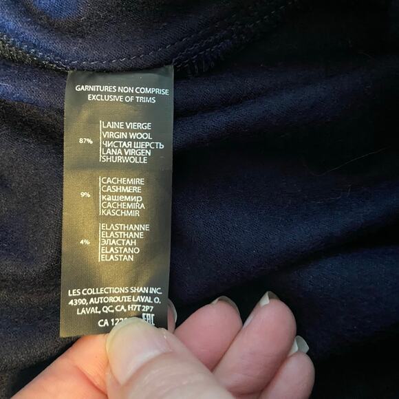 Shan Navy Blue Pull On Pants Size 8 Wool Cashmere Blend‎ - Picture 5 of 6